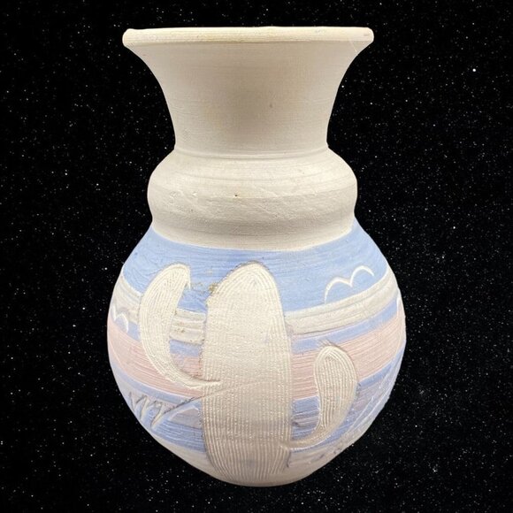 Unmarked Other - Vintage Handmade Acevloza Mexico Small Pottery Vase Saguaro Cactus 5.5”T 4”W